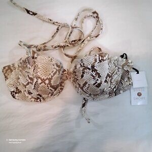 Shade & Shore Snake Print Padded Light Lift String Bikini Tie Top NWT Various